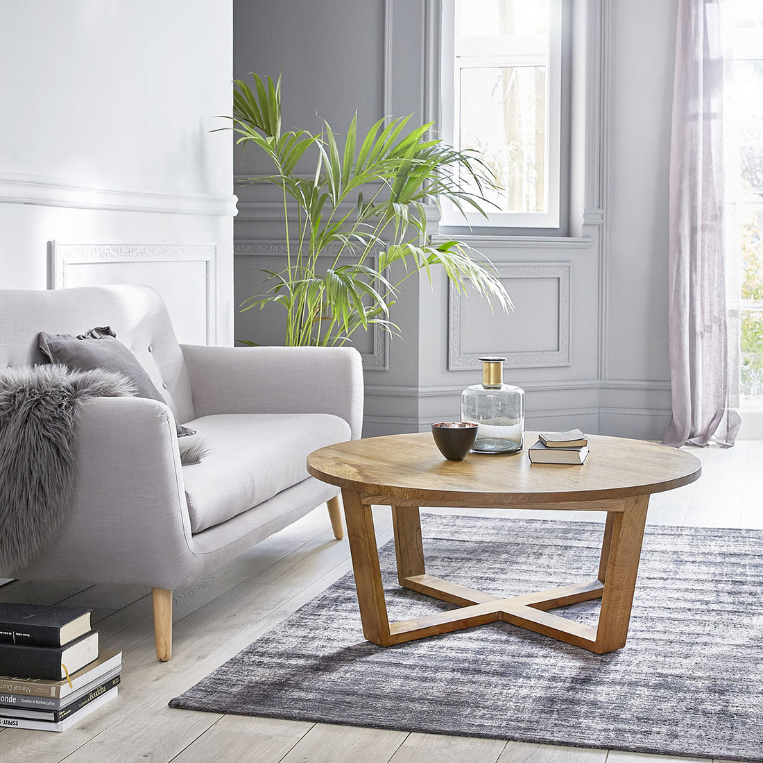 BASILE - Table basse en mindi massif Ø 100 cm