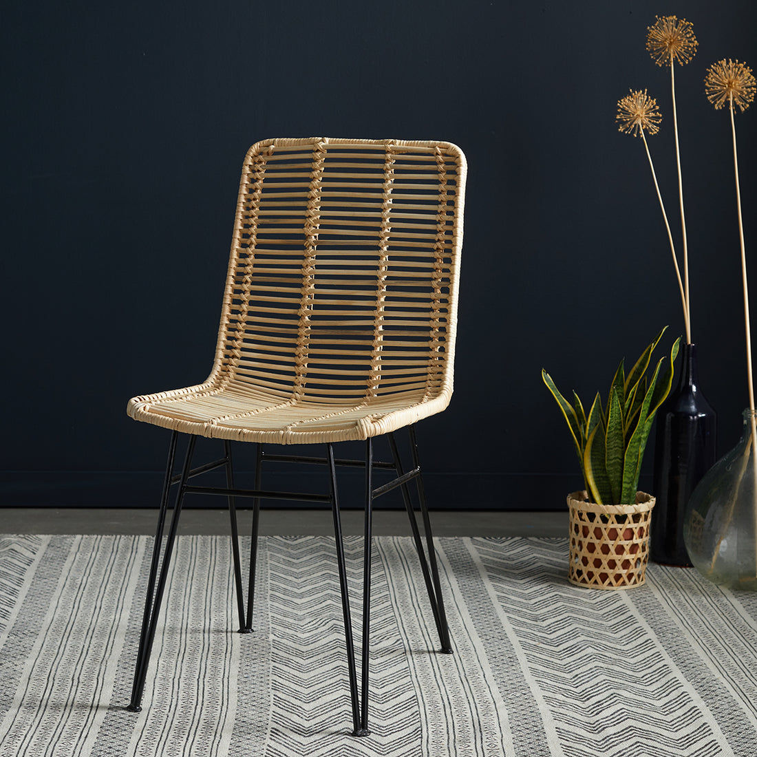 BOHEMA - Chaise en rotin et métal
