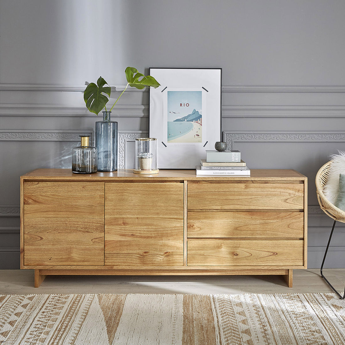TILO - Commode en mindi massif 180 cm
