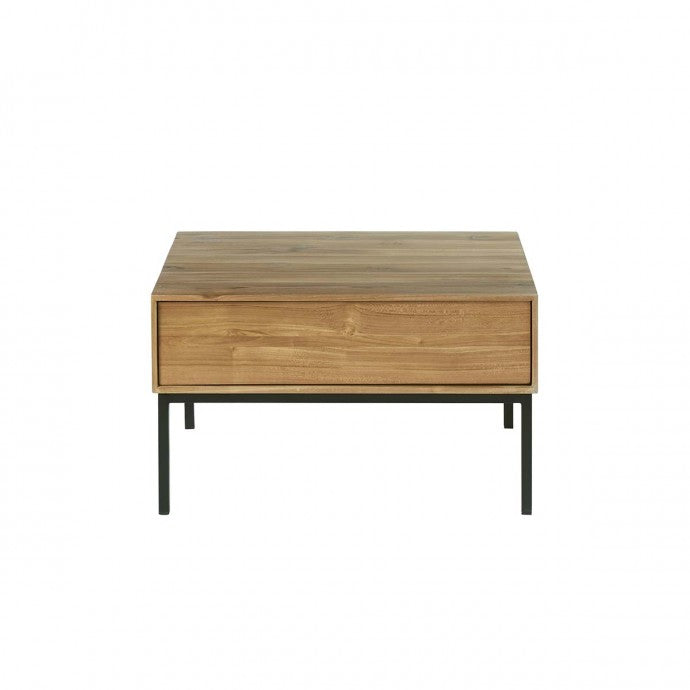 LINA - Table basse en teck massif et métal 70 cm