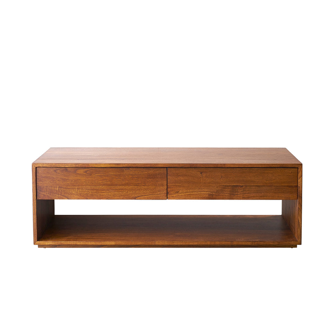 MILO - Table basse en mindi massif finition noyer 140 cm