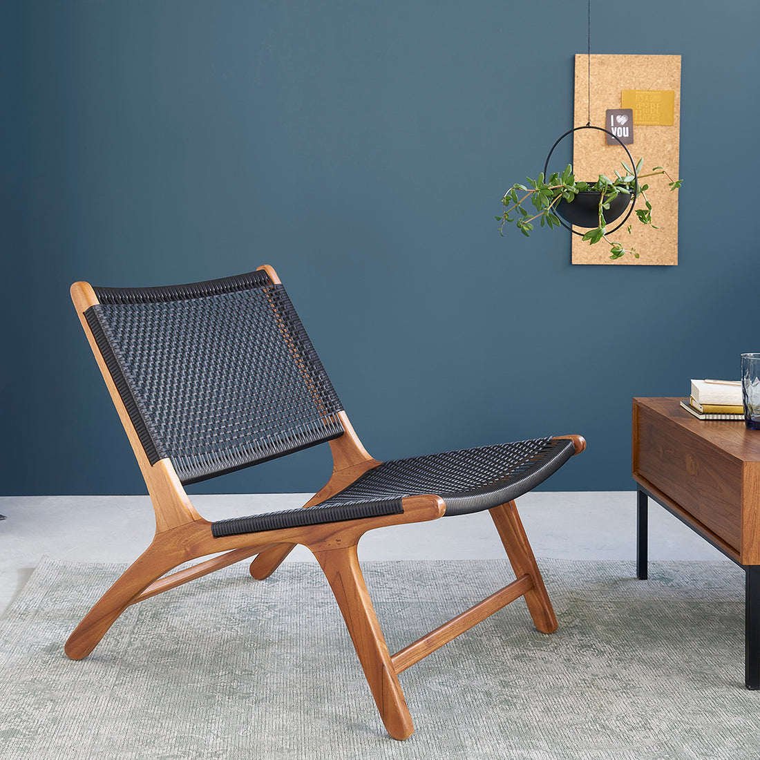 LINA - Fauteuil en teck massif et tissage