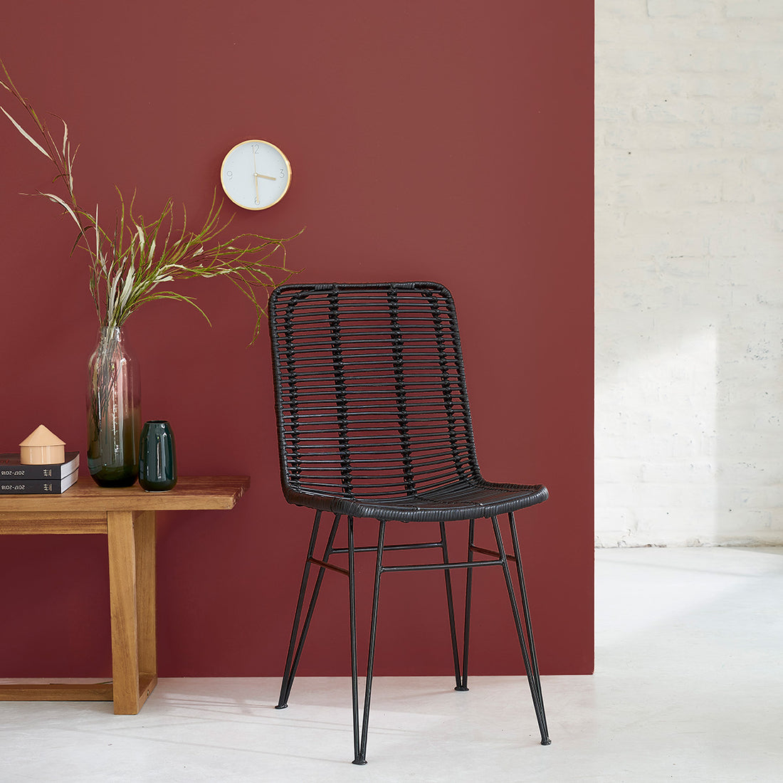 BOHEMA - Chaise en rotin et métal noire