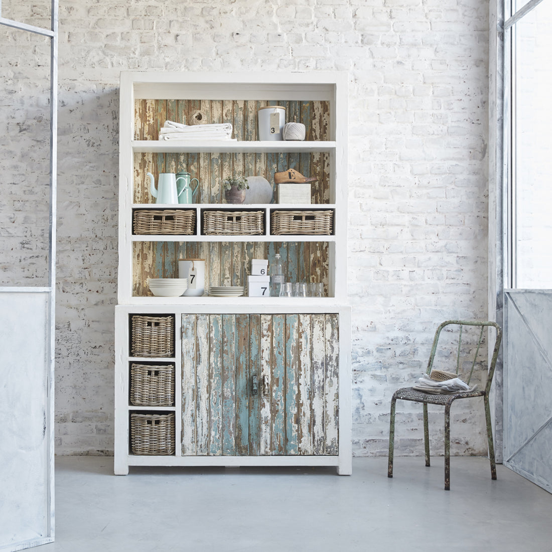 ATLANTIC - Bibliothèque en bois recyclé massif 125 cm
