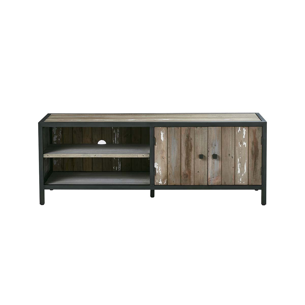 INDUS - Meuble TV en bois recyclé massif et métal 150 cm
