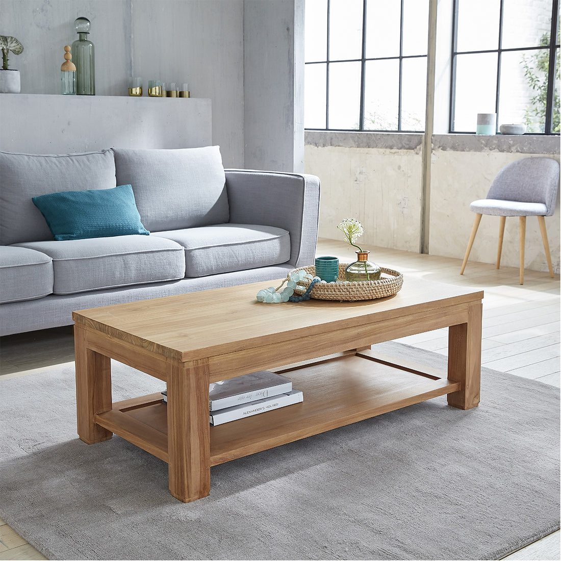 BOSTON - Table basse en teck massif 120 cm