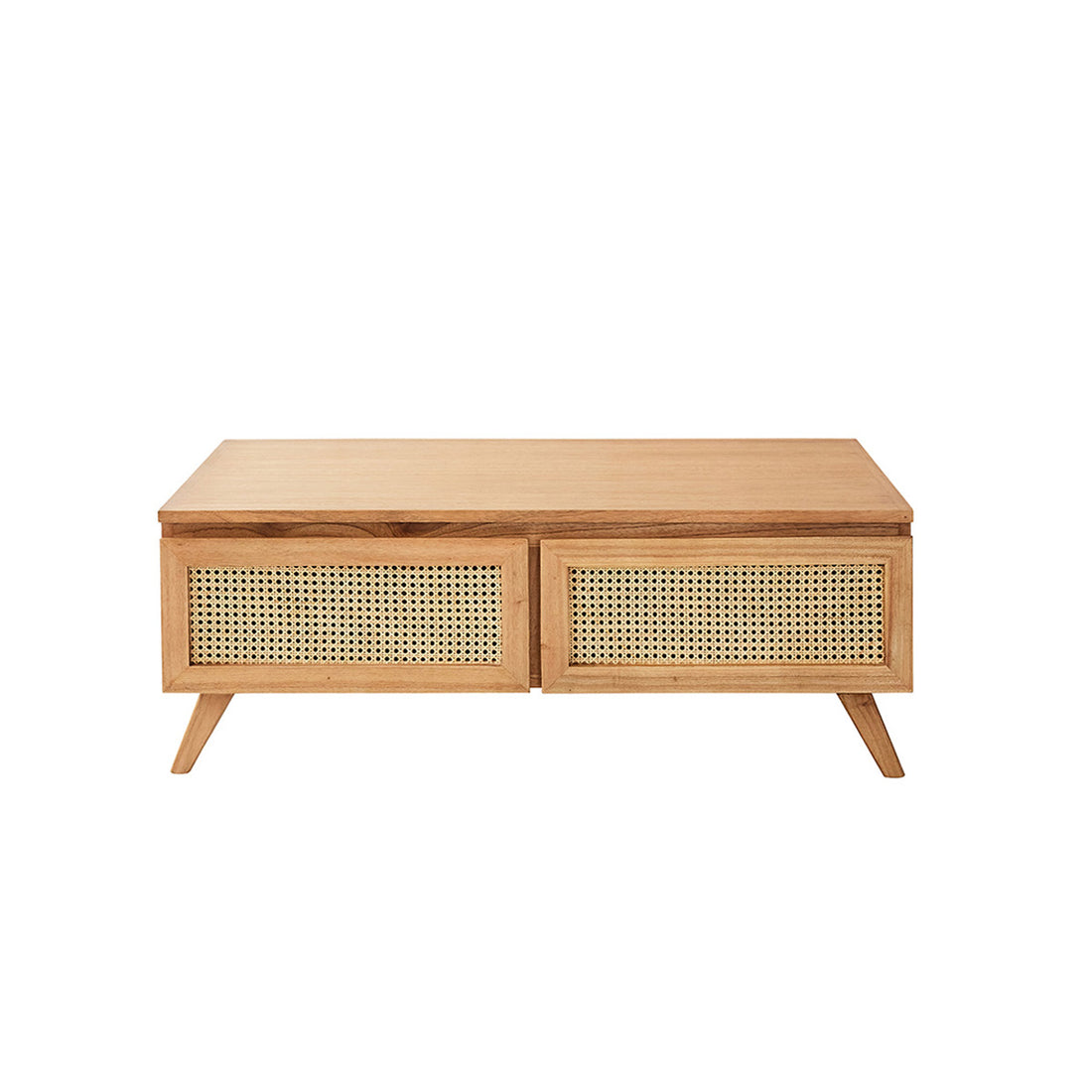 ISÉE - Table basse en mindi massif et cannage 110 cm