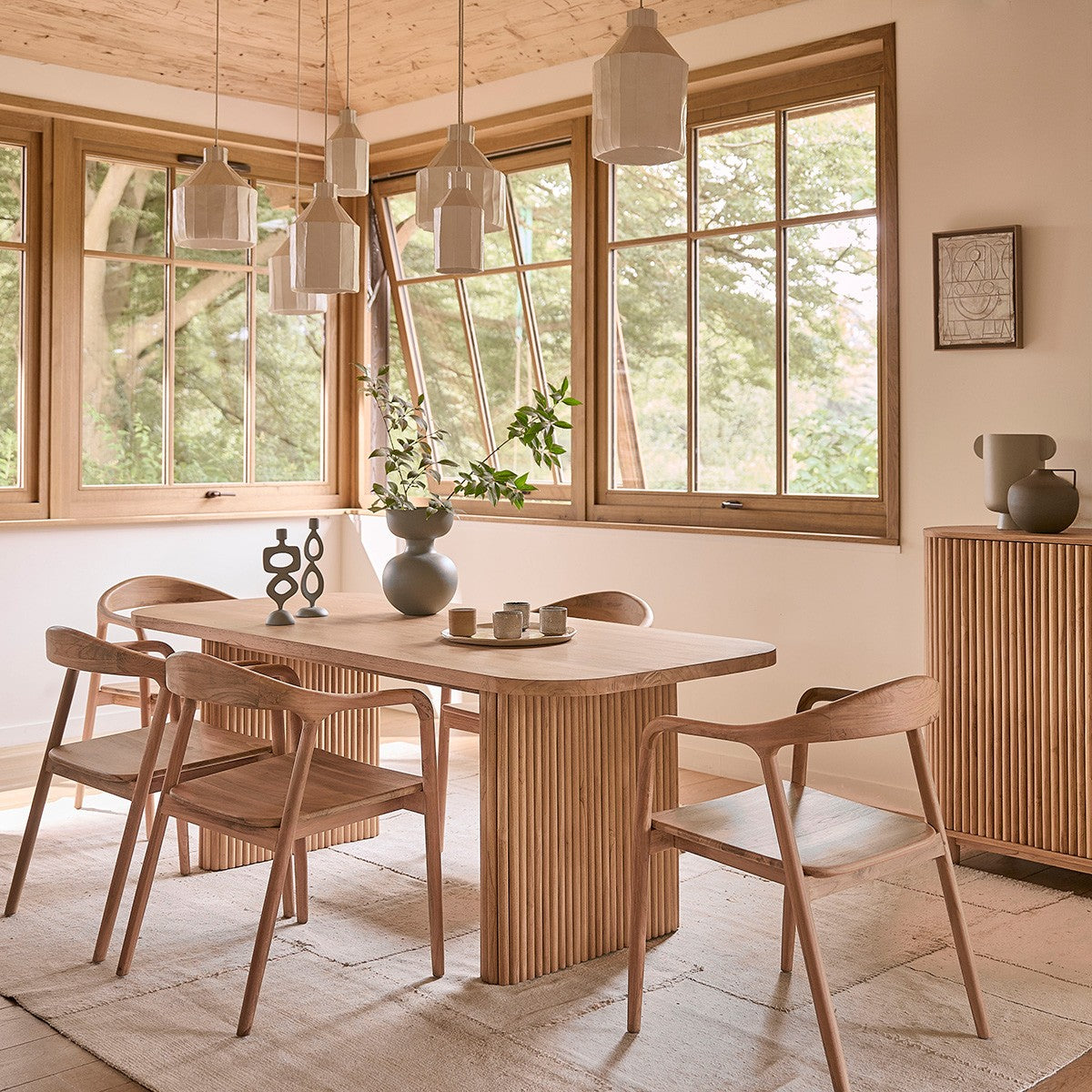 AMBRE - Lot de 2 chaises en teck massif