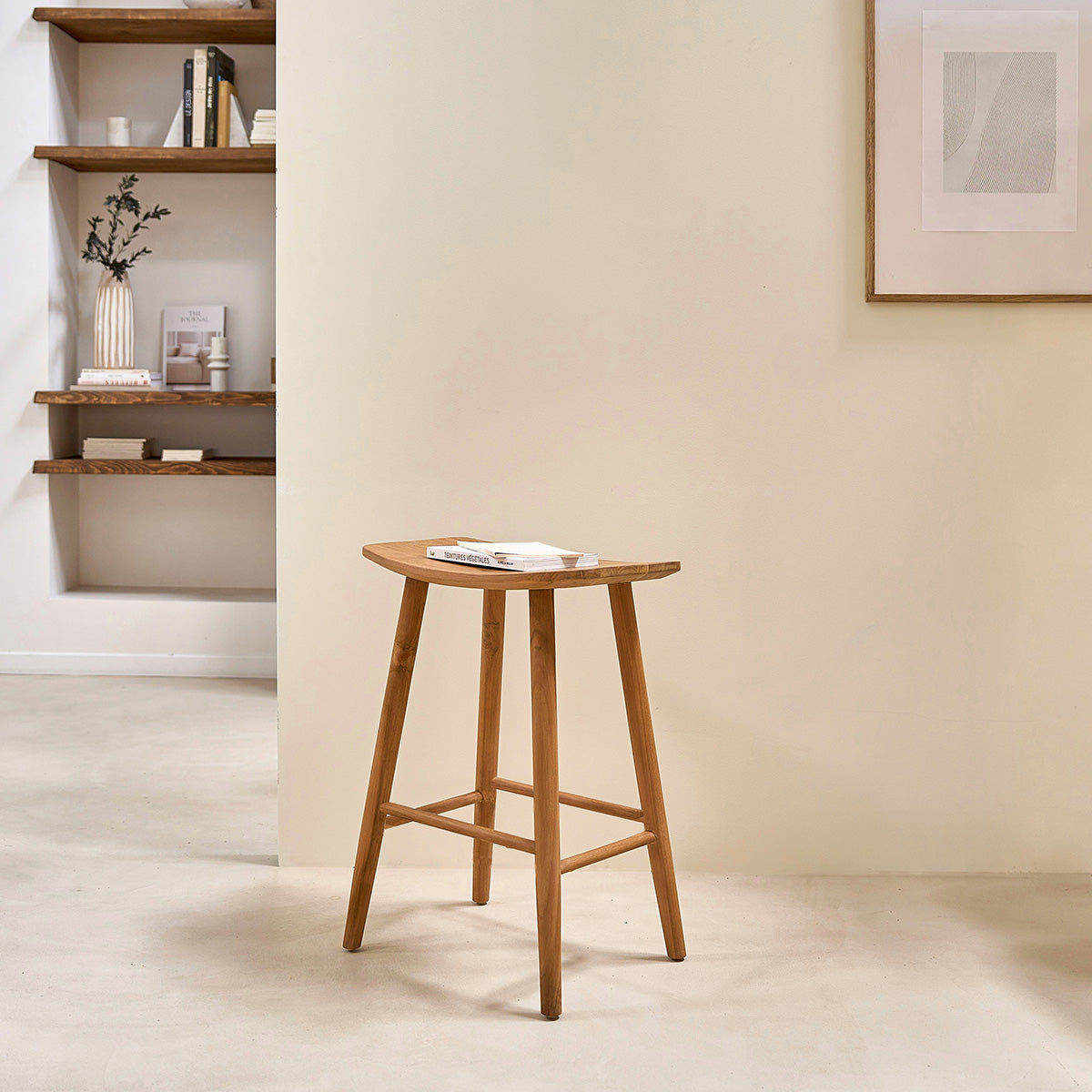AMBRE - Tabouret de bar en teck massif 65 cm