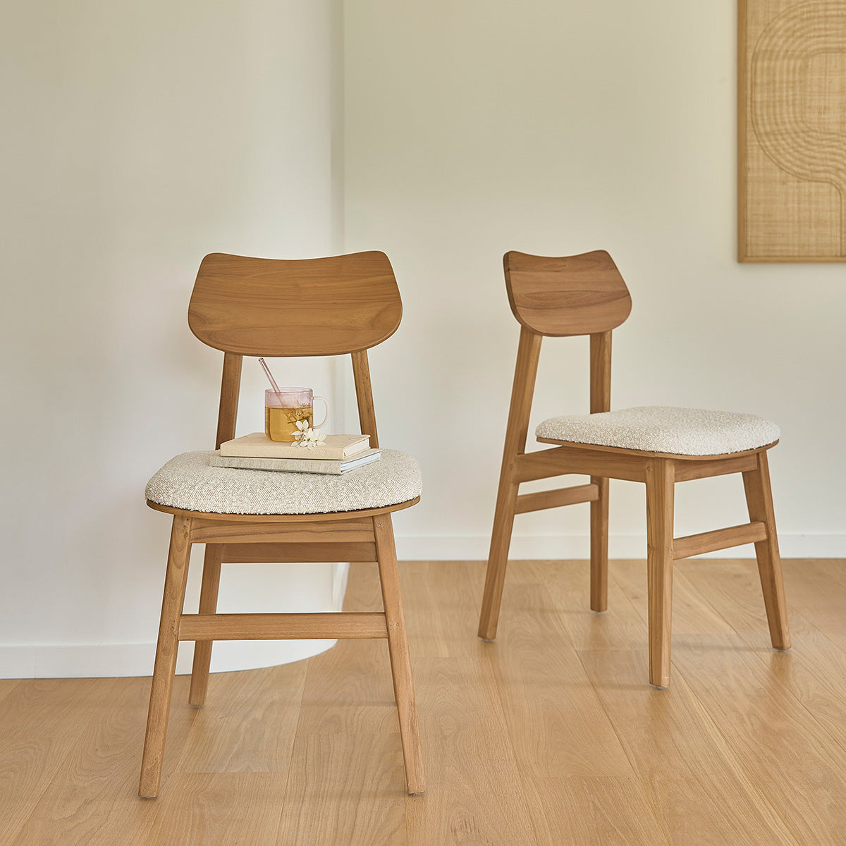 ADELE - Chaise en teck massif assise bouclette