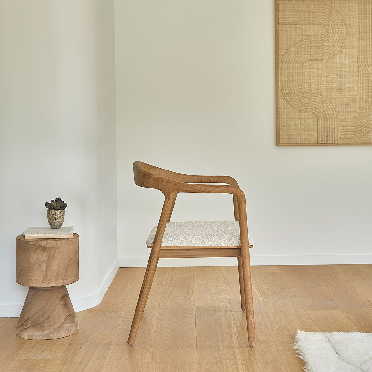 AMBRE - Lot de 2 chaises en teck massif assise bouclette