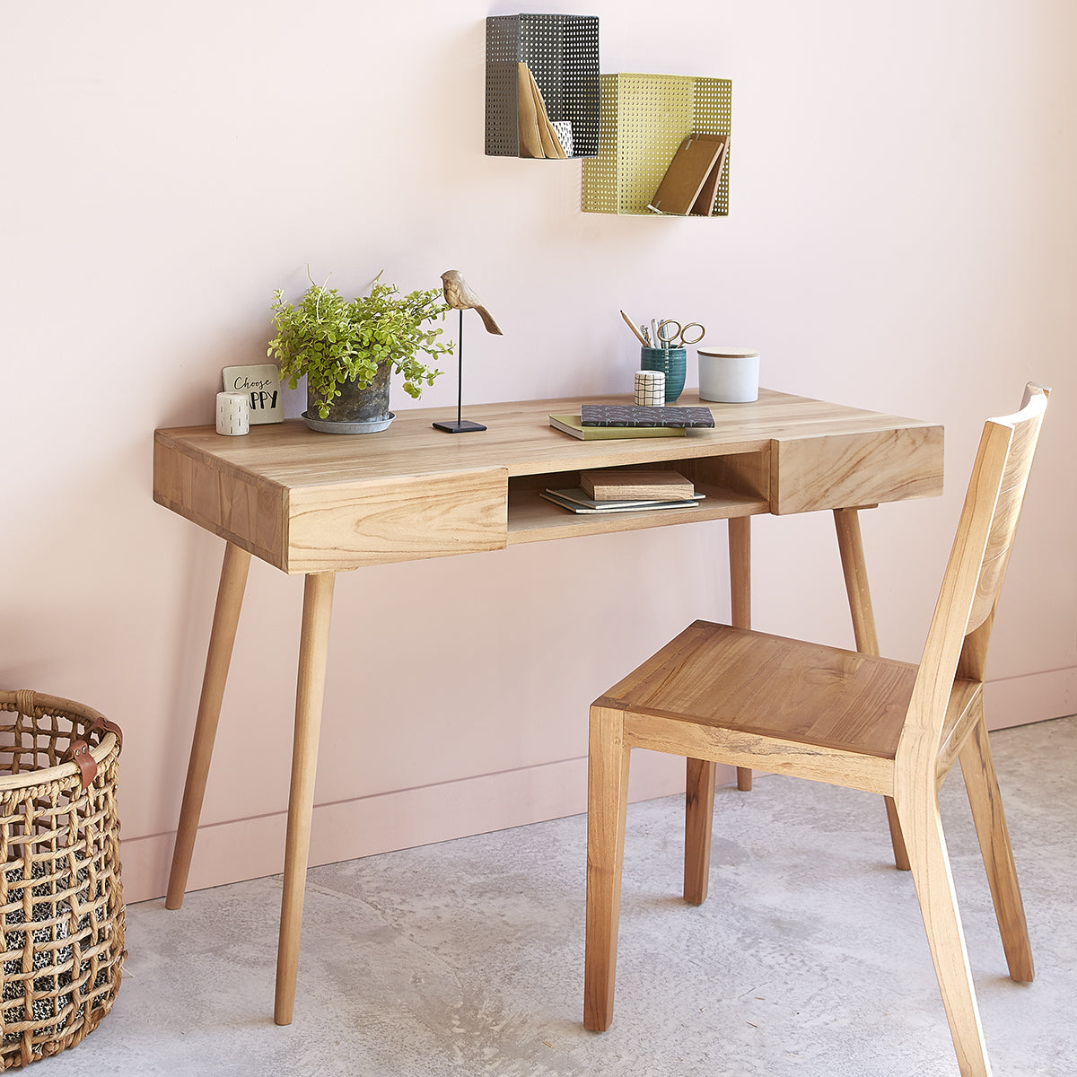 ISAURE - Bureau en teck massif 120 cm