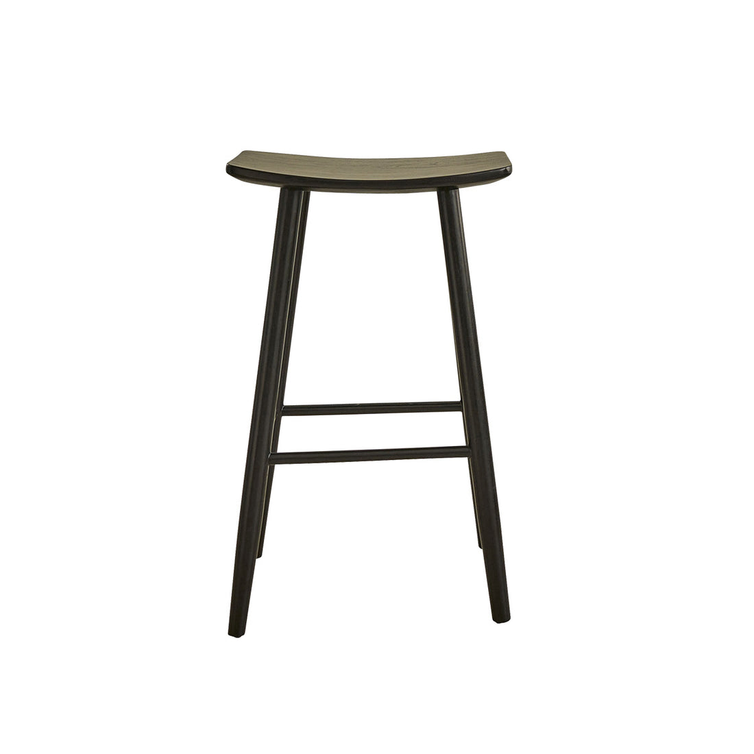 AMBRE - Tabouret de bar en teck massif noir 75 cm