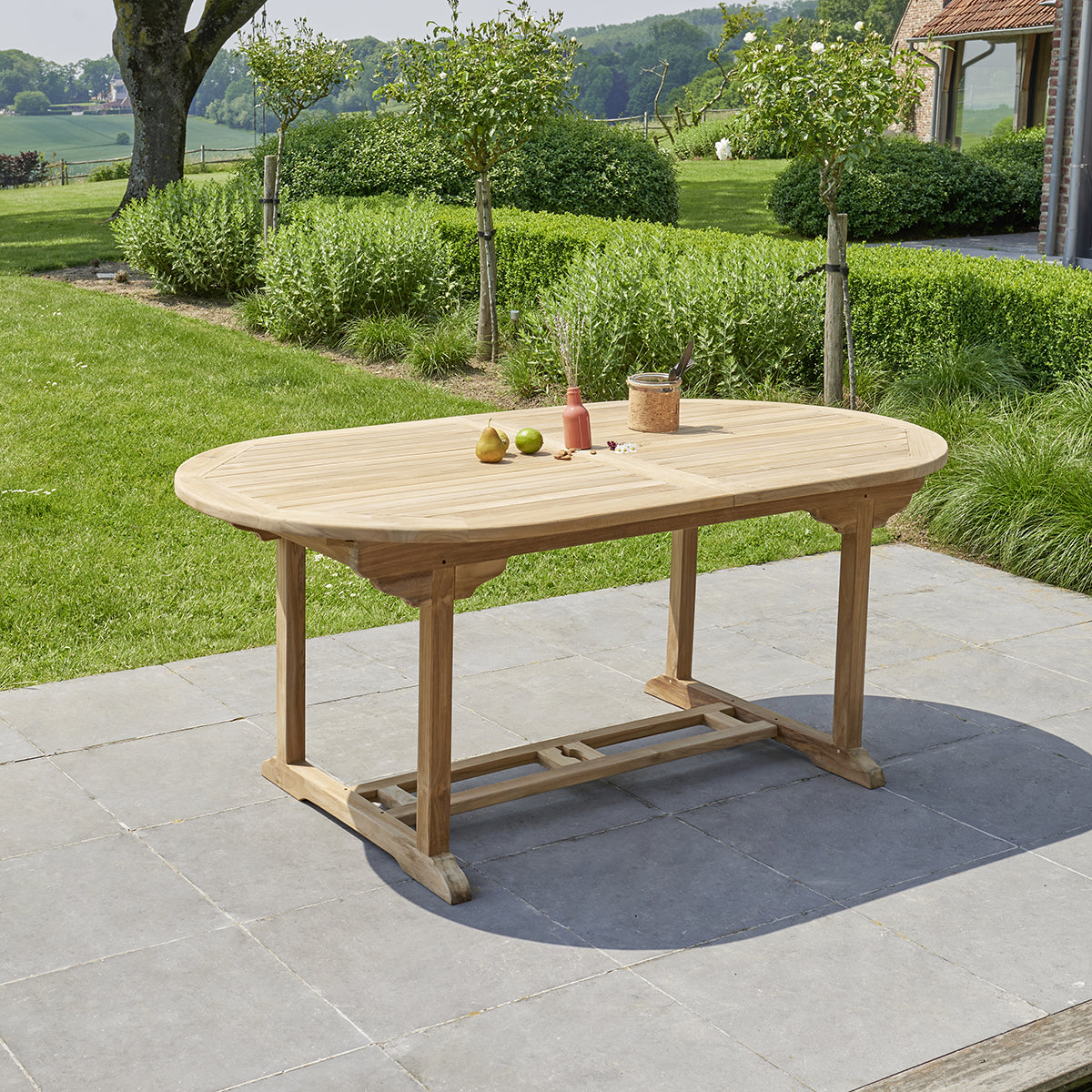 MIDLAND - Table de jardin en teck massif extensible ovale 8/10 pers.