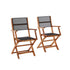 Fauteuil en acacia massif et textilène noir (lot de 2)