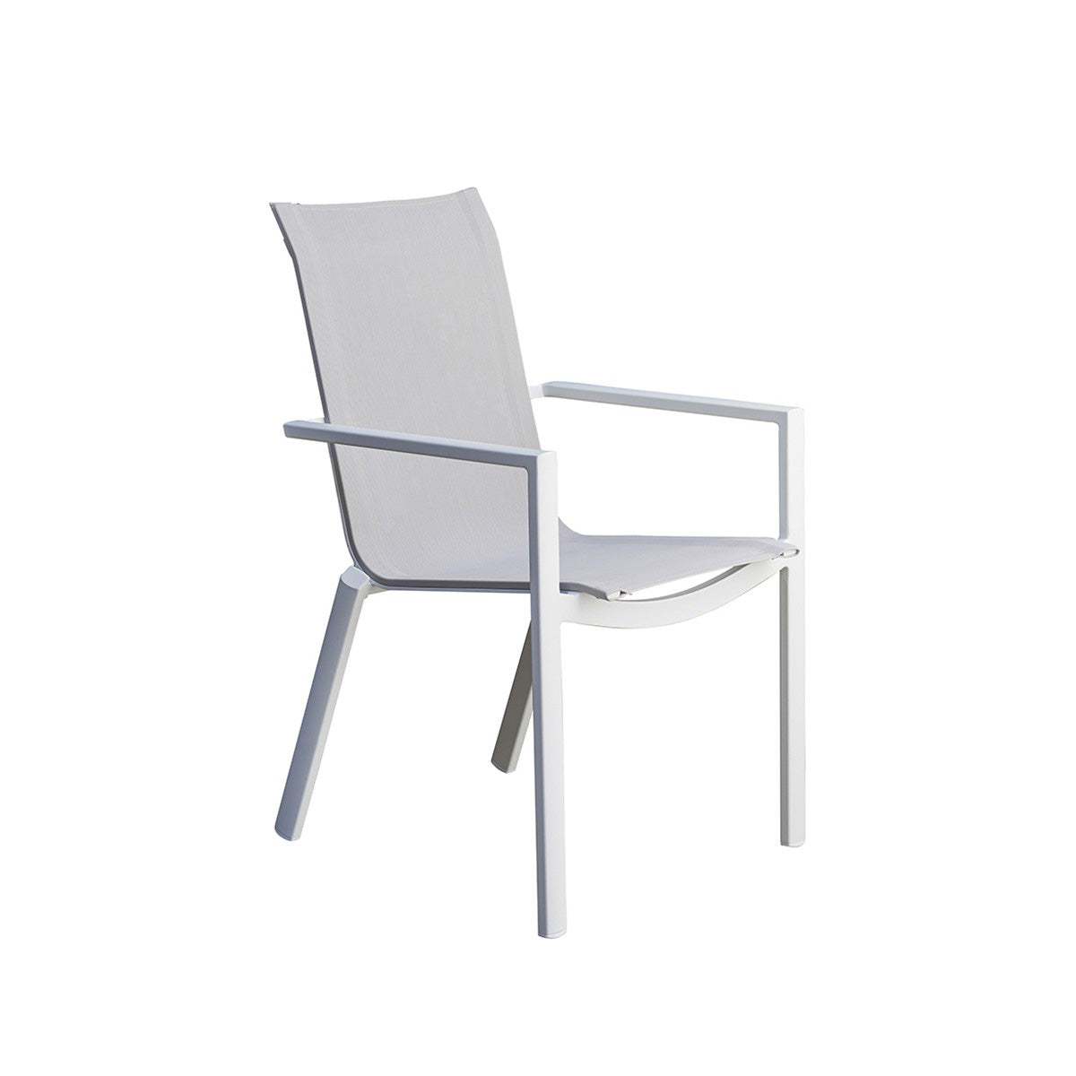 TULUM - Fauteuil de jardin en aluminium blanc et textilène gris