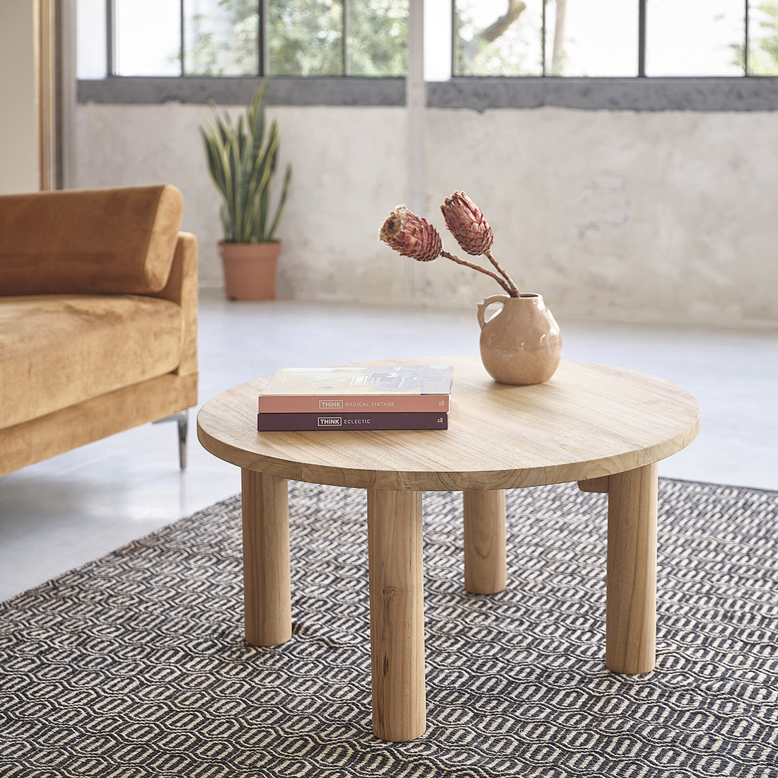 ALDO - Table basse en teck massif Ø 80 cm