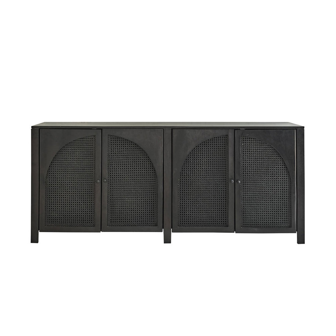 ZULMA - Buffet en manguier massif et cannage noir 175 cm
