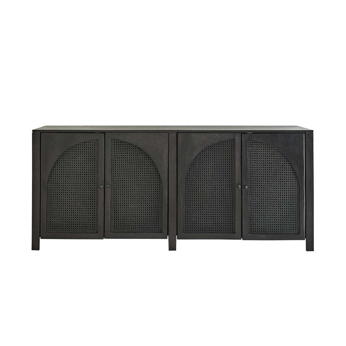 ZULMA - Buffet en manguier massif et cannage noir 175 cm