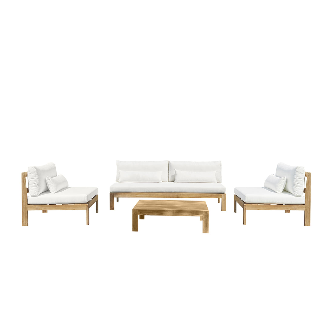 PALMA - Salon de jardin bas en teck massif blanc