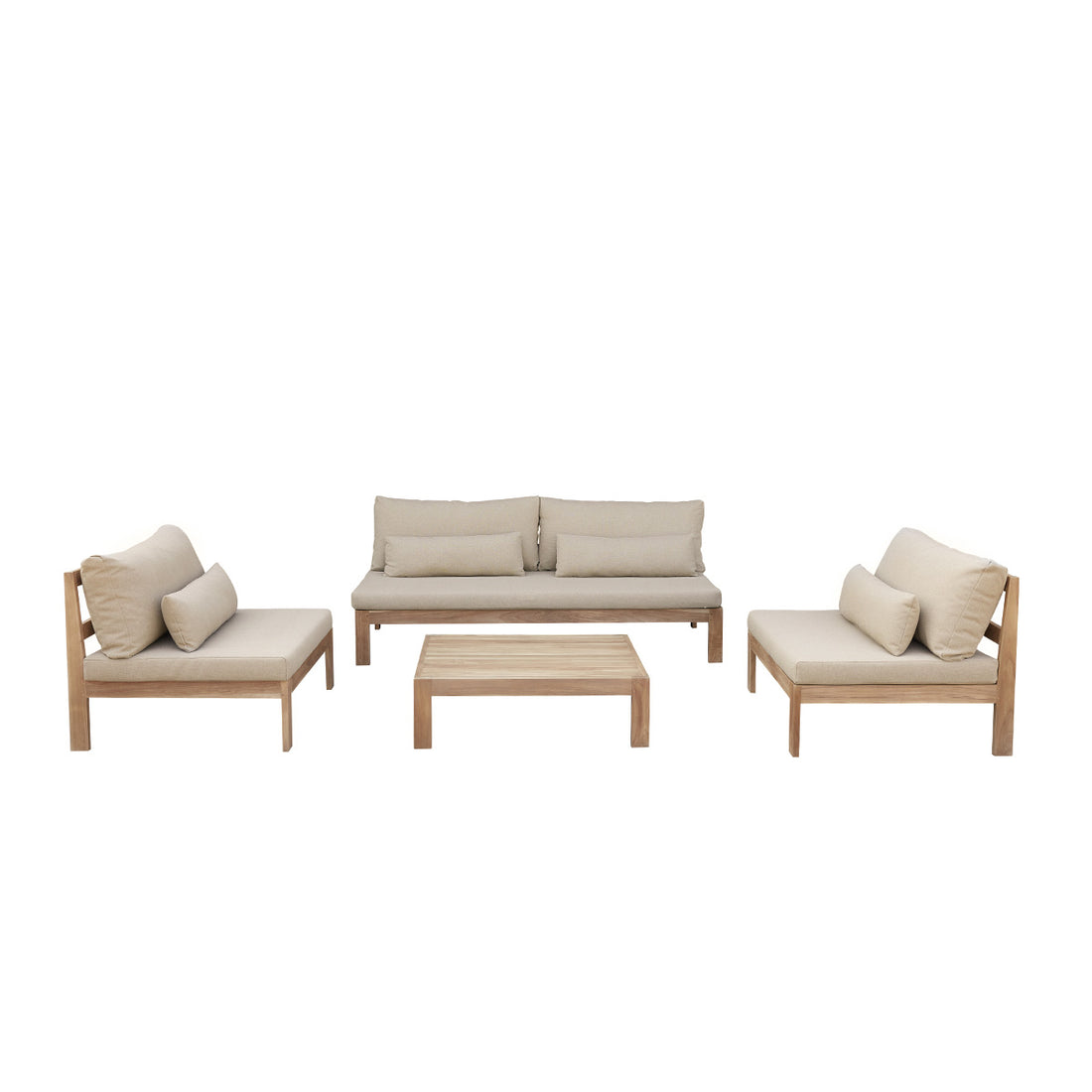 PALMA - Salon de jardin bas en teck massif taupe