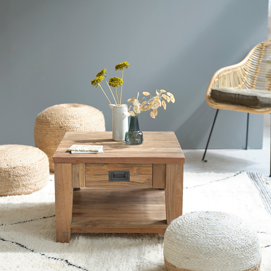 CARGO - Table basse en teck massif recyclé 60 cm