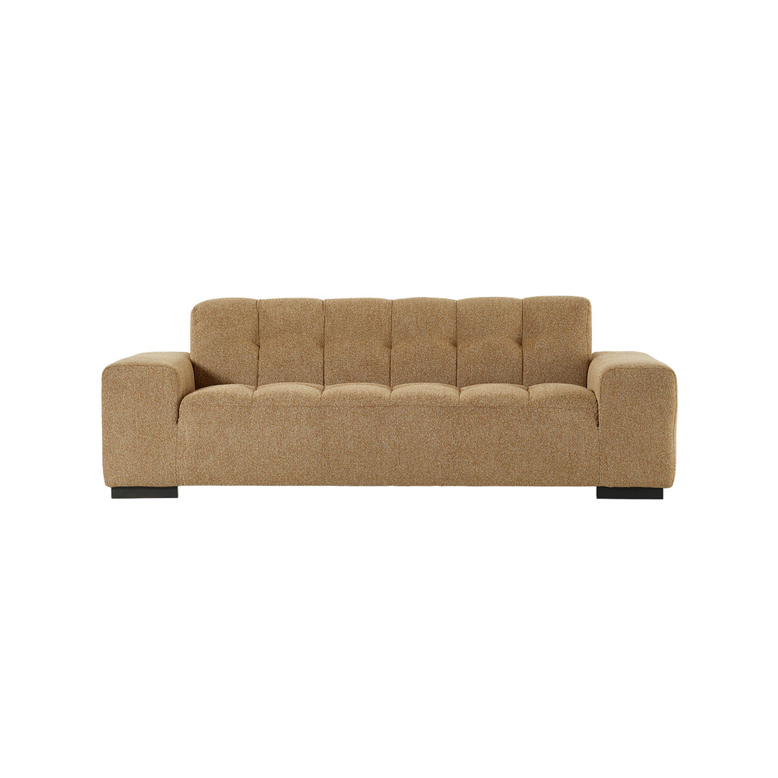 ALPHONSE - Canapé droit 3 places en tissu texturé marron clair chiné
