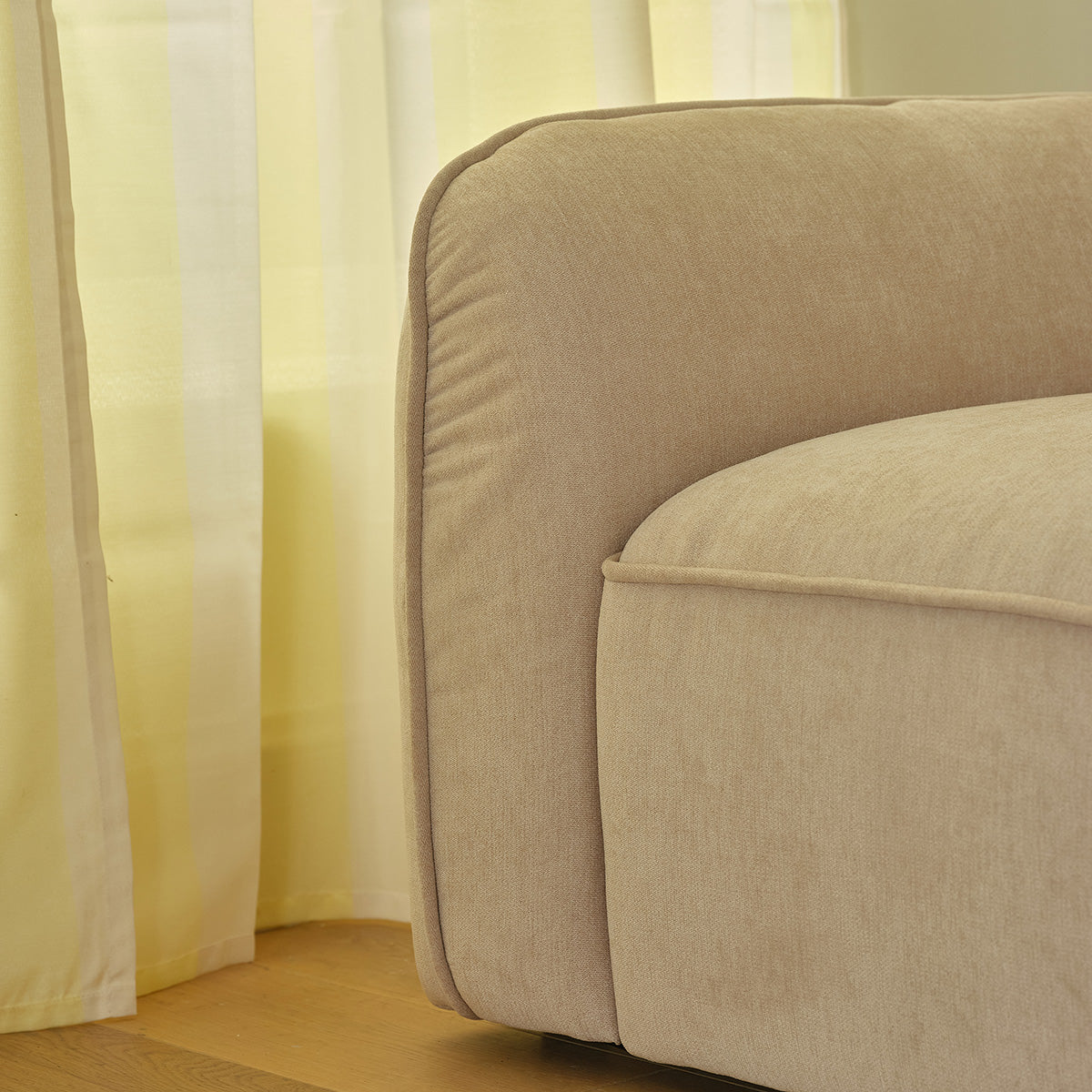 HECTOR - Canapé droit 3 places en velours beige chiné