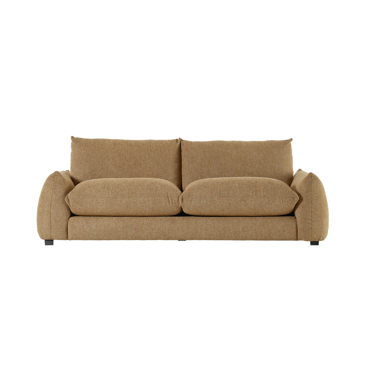 JACQUES - Canapé droit 3 places en tissu texturé marron clair chiné