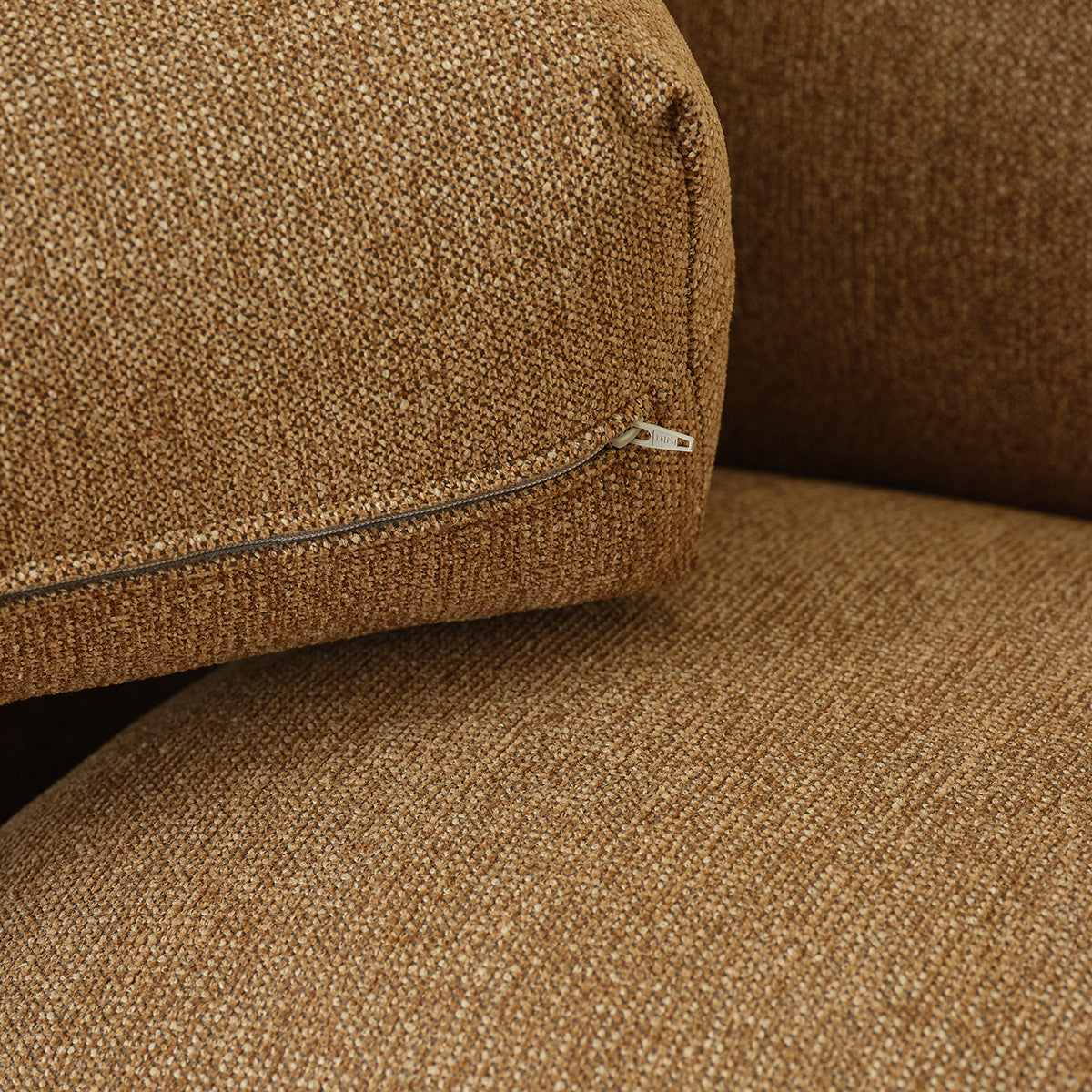 JACQUES - Canapé droit 3 places en tissu texturé marron clair chiné