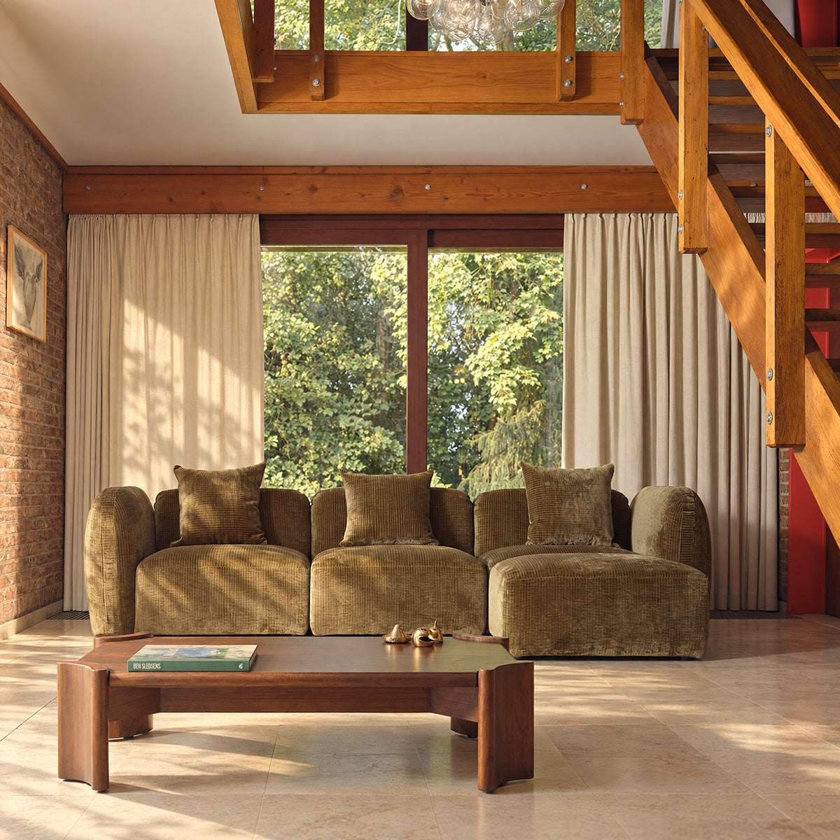 PABLO - Canapé modulable 4 places en velours bronze