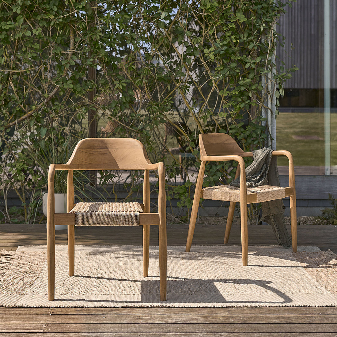 ALIZÉ - Fauteuil de jardin en teck massif et cordage (lot de 2)