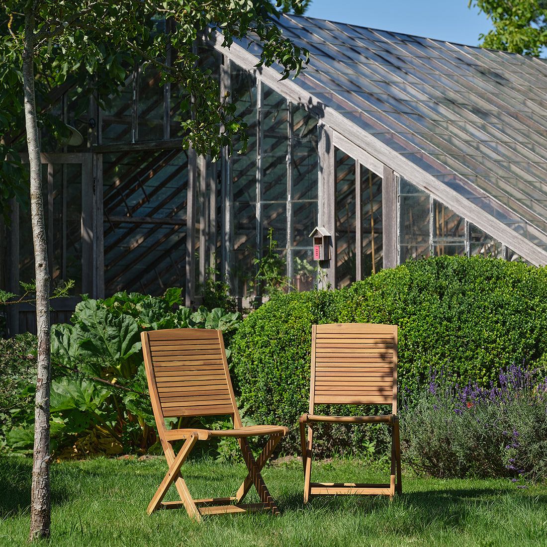 MILOS - Chaise de jardin pliante en acacia massif huilé (lot de 2)