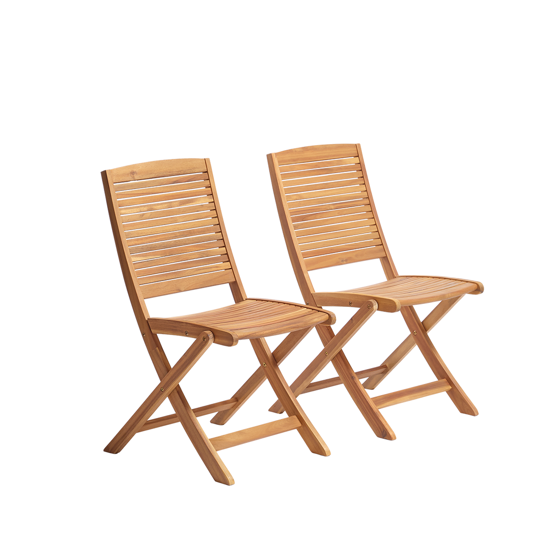 MILOS - Chaise de jardin pliante en acacia massif huilé (lot de 2)