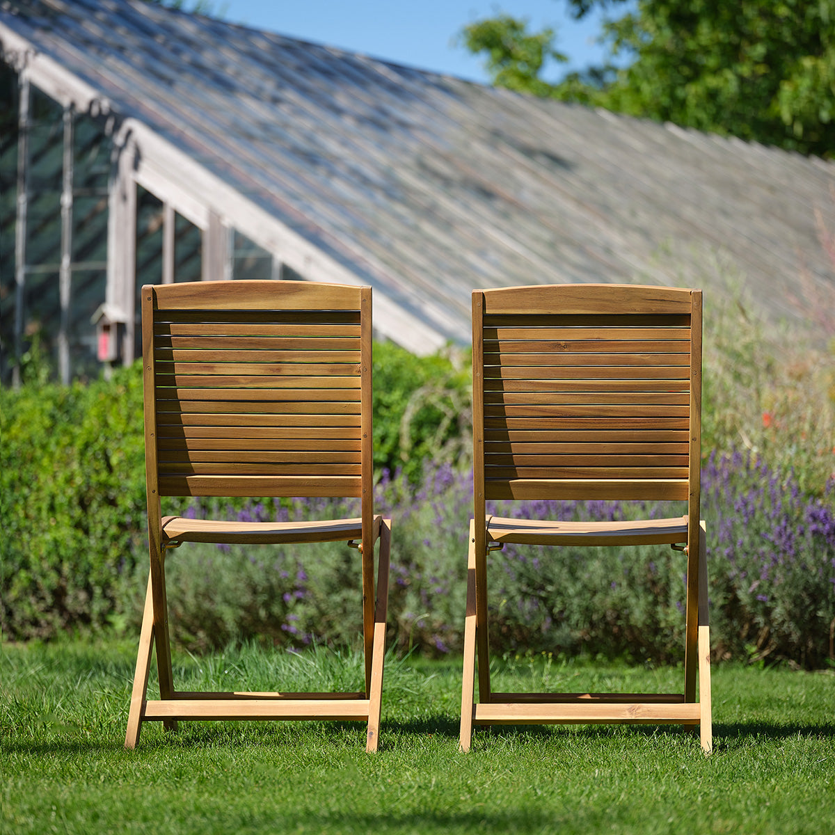 MILOS - Chaise de jardin pliante en acacia massif huilé (lot de 2)
