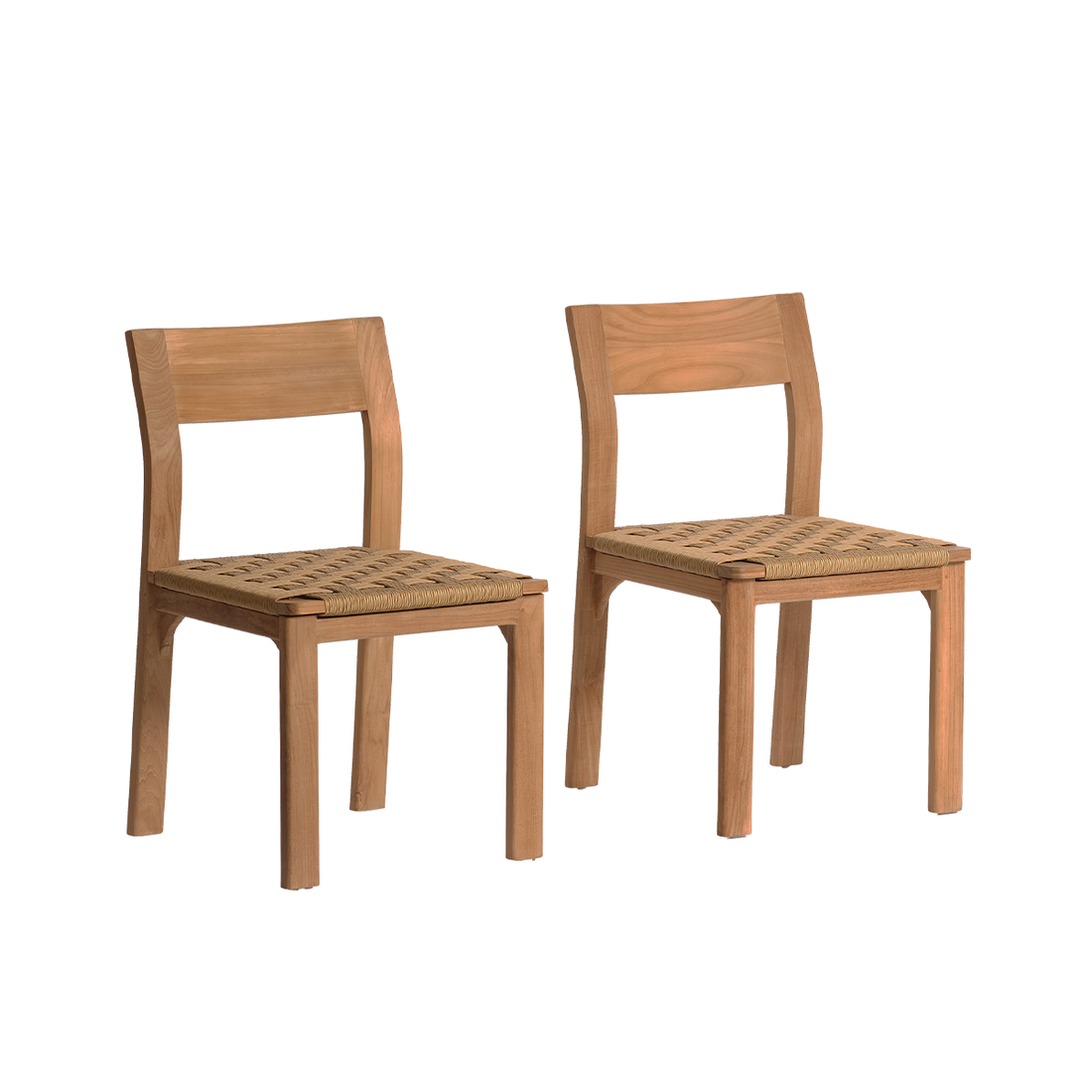 PIANA - Chaise de jardin en teck massif et rotin (lot de 2)