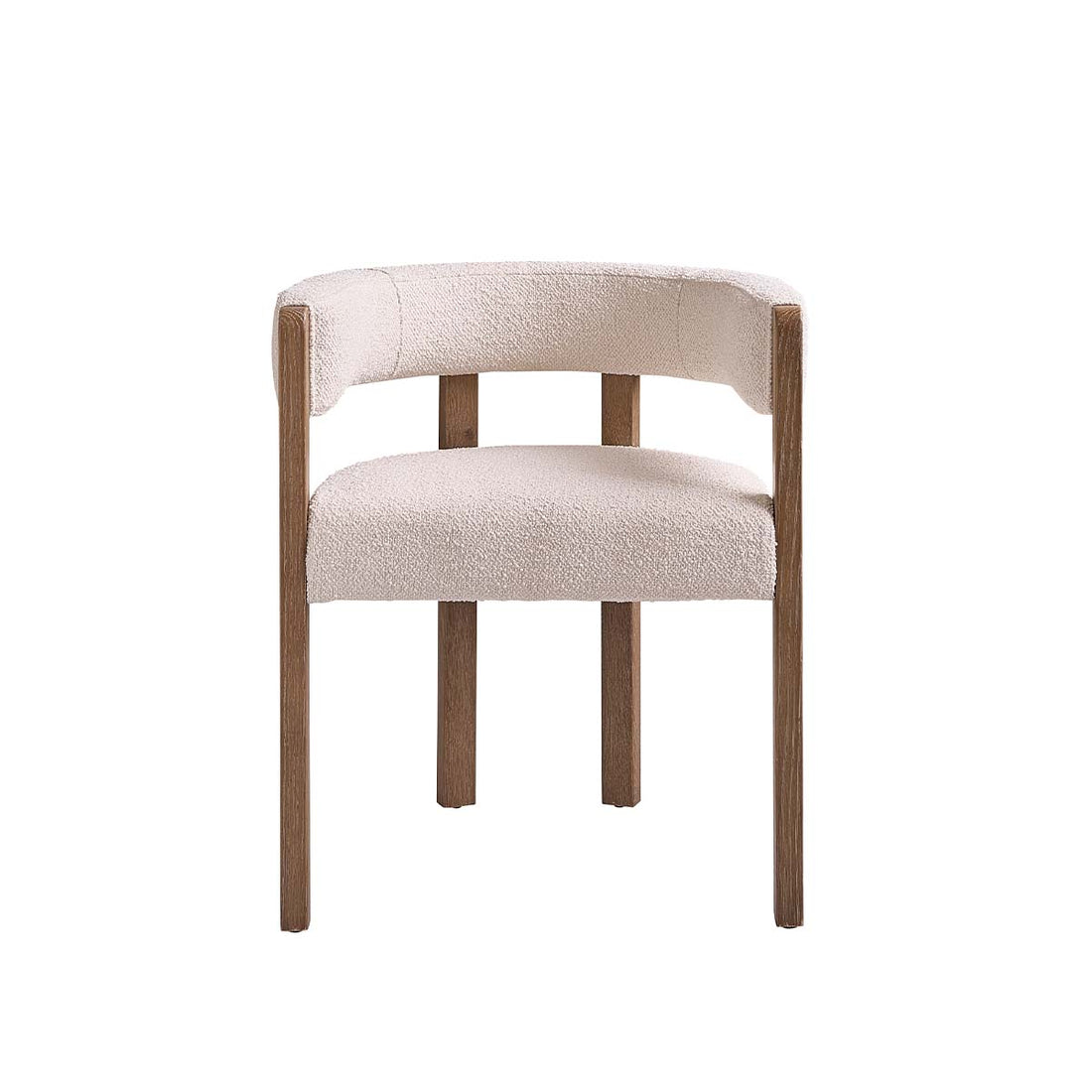 CLÉA - Chaise en chêne et tissu bouclette écrue