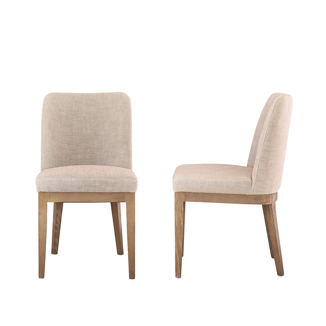 MARGOT - Lot de 2 chaises en chêne massif et tissu lin