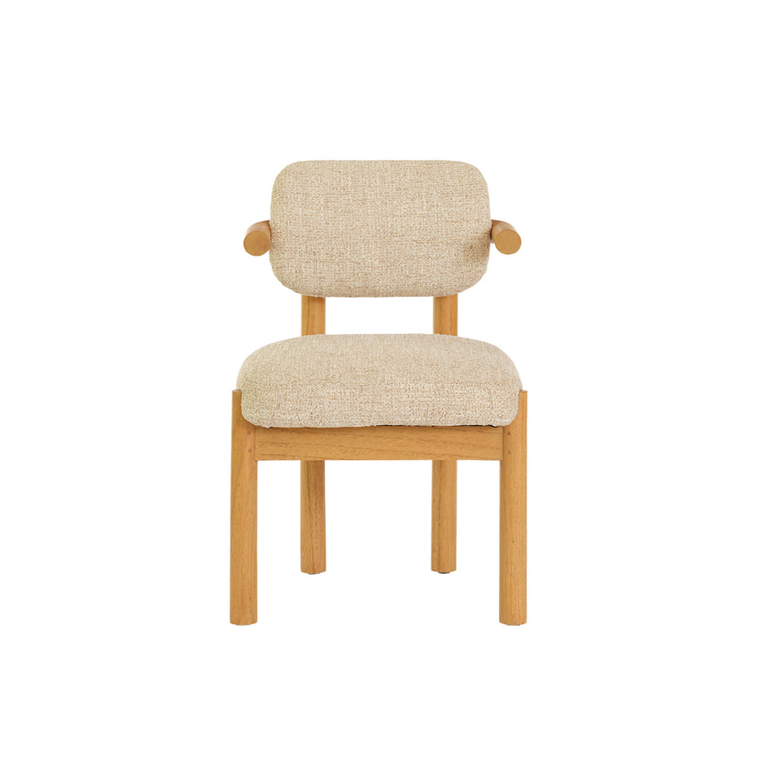 NEO - Chaise en mindi massif naturel et tissu texturé beige chiné