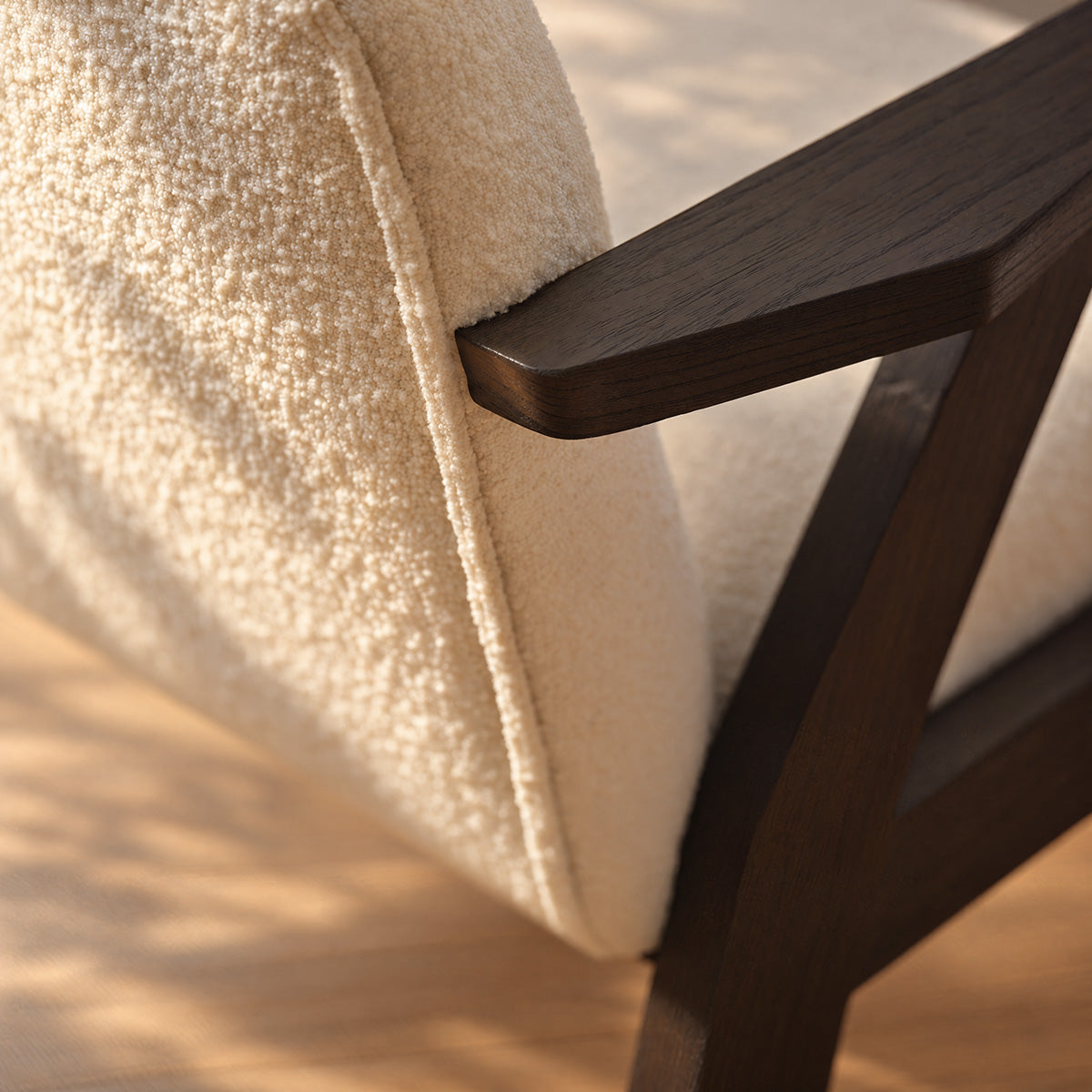 ZOLA - Lot de 2 chaises en mindi massif noir et tissu bouclette crème