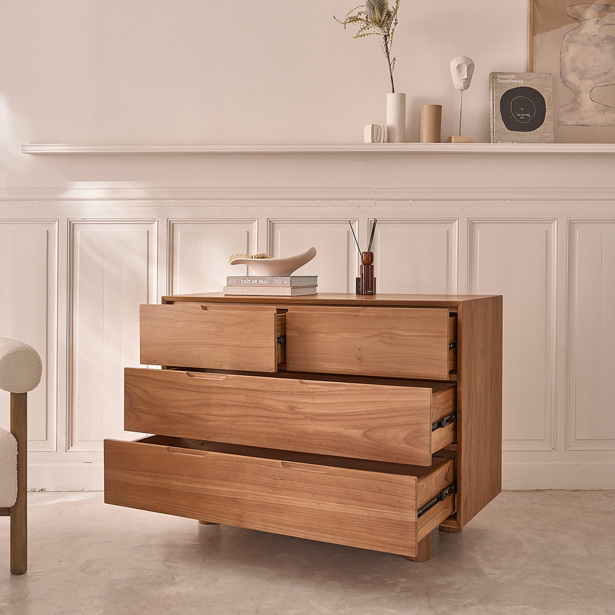 GUSTAVE - Commode en teck massif 110 cm