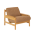 Fauteuil en mindi massif naturel et tissu texturé cappuccino