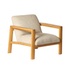 Fauteuil en mindi massif et tissu beige chiné