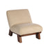Fauteuil en mindi massif et tissu beige chiné