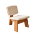Fauteuil en teck massif et tissu bouclette écru
