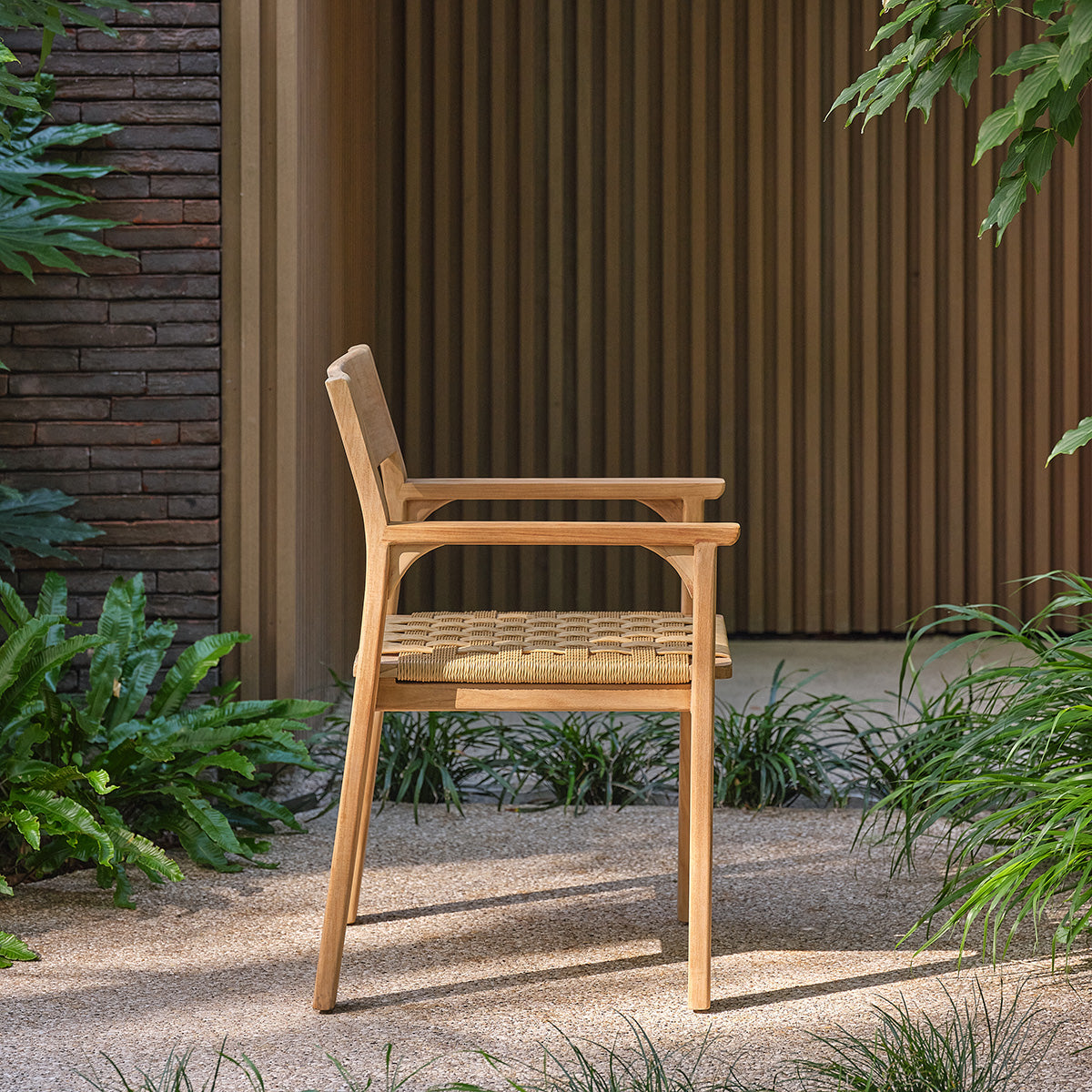 PIANA - Fauteuil de jardin en teck massif et rotin