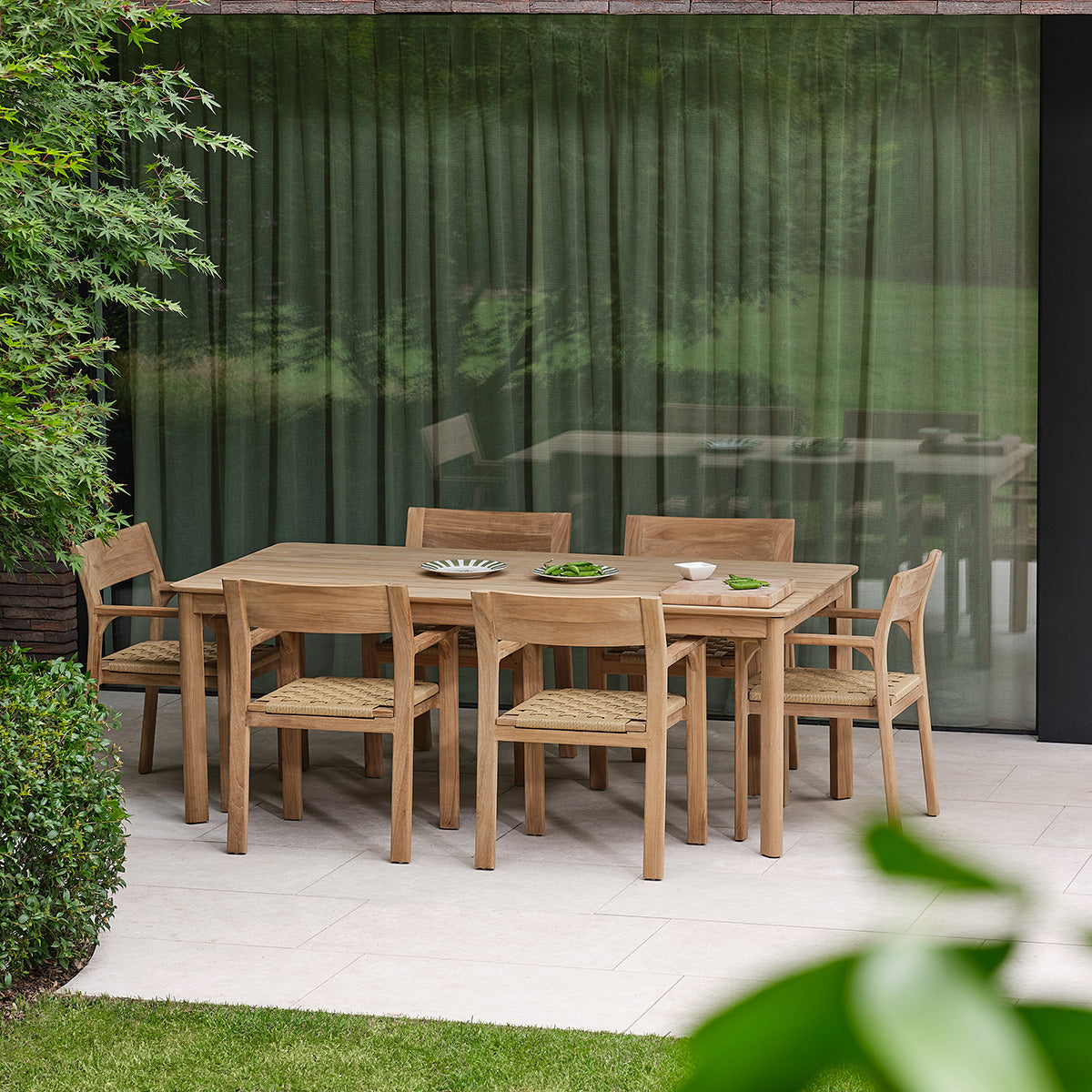 PIANA - Fauteuil de jardin en teck massif et rotin