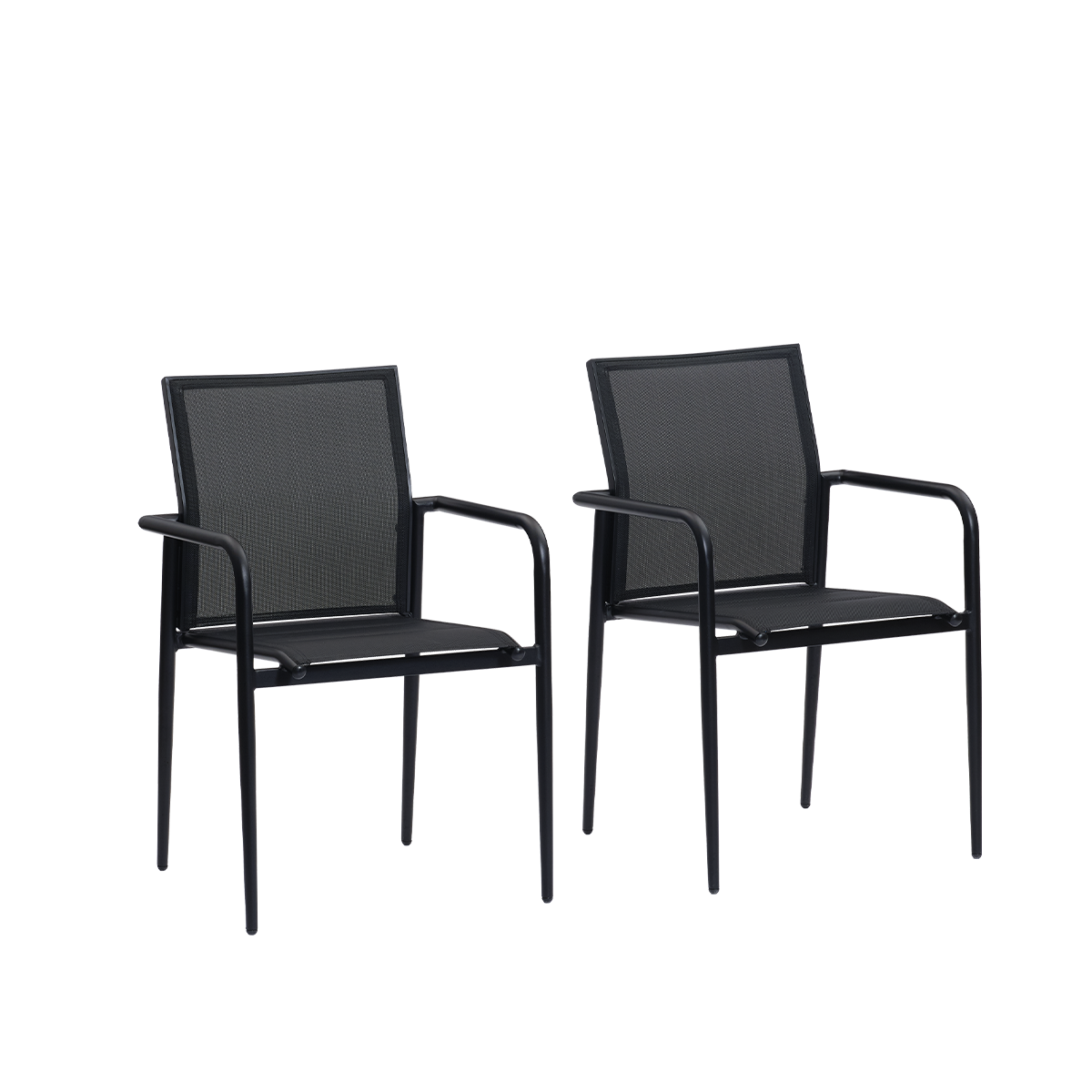 BASALT - Fauteuil de jardin en aluminium et textilène noir mat (lot de 2)