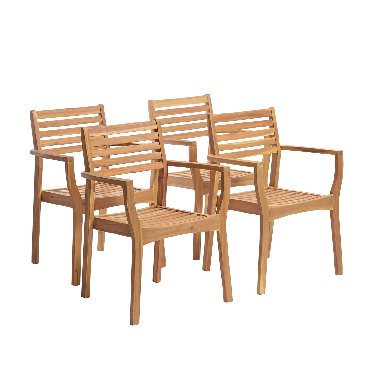 MILOS - Fauteuil de jardin en acacia massif huilé (lot de 4)