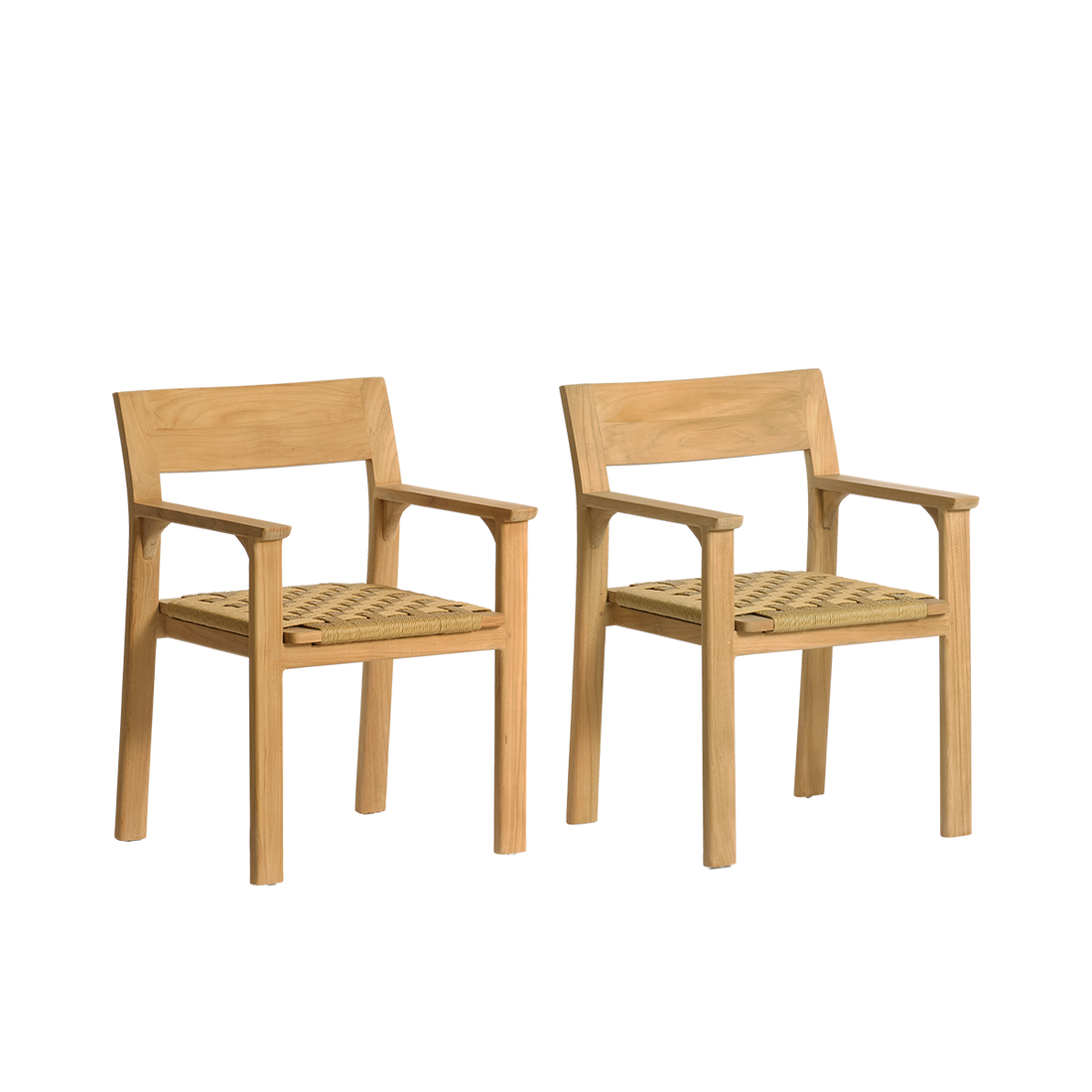 PIANA - Fauteuil de jardin en teck massif et rotin (lot de 2)